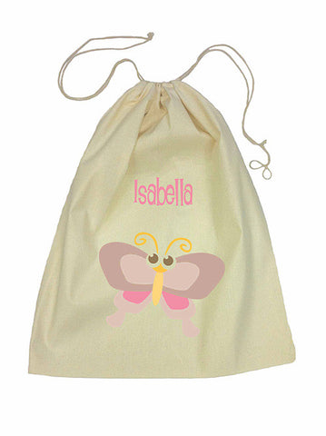Calico Drawstring Bag - Brown Butterfly