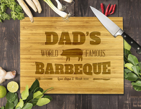 Dad's Famous Barbeque Bamboo Cutting Board 12x16"