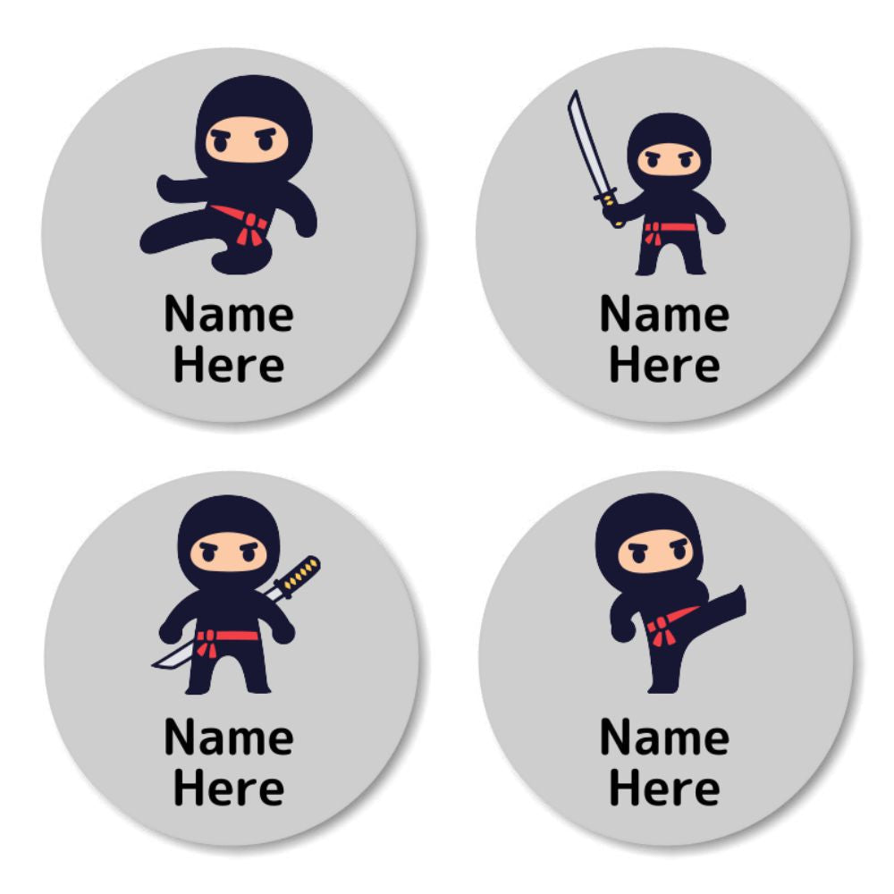 Ninja Round Name Labels 30pk
