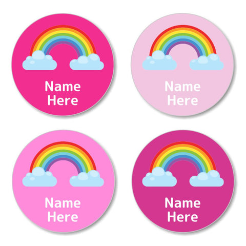 Rainbow Round Name Labels 30pk