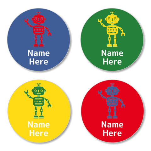 Robot Round Name Labels 30pk
