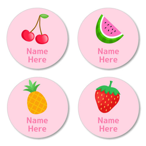 Tropical Fruit Round Name Labels 30pk