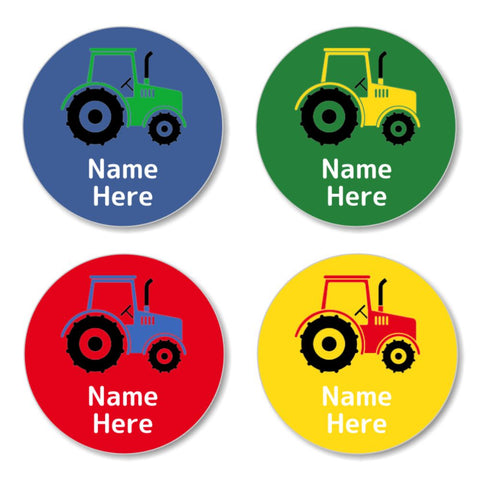 Tractor Round Name Labels 30pk
