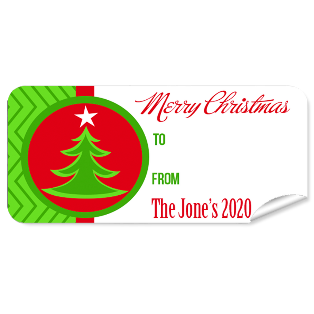 Green Tree 27pk Labels Christmas