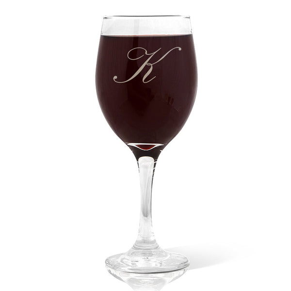 Single Initial Design Wine 410ml Glass
