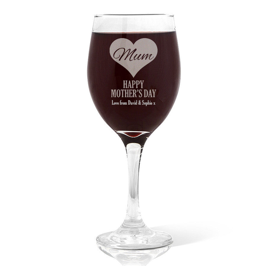 Mum in Heart Wine Glass (410ml)