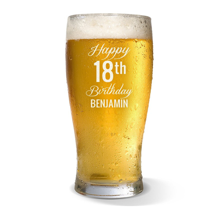 Fancy Happy Birthday Standard 285ml Beer Glass