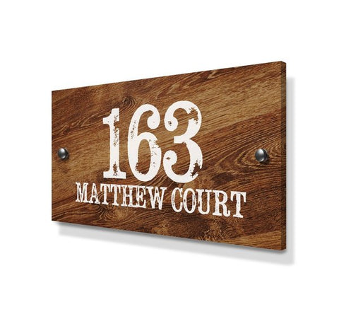 Wood Pine Effect Large Metal House Sign