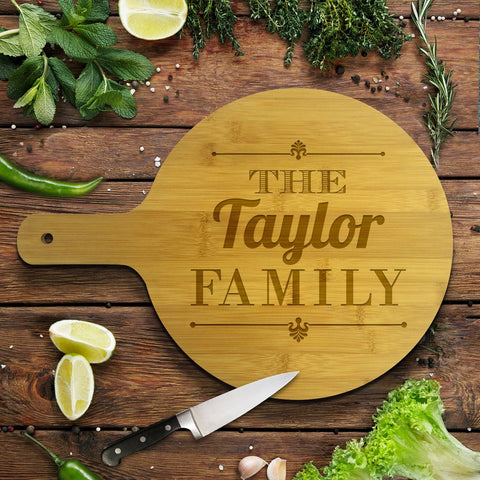 Taylor Family Round Bamboo Serving Board
