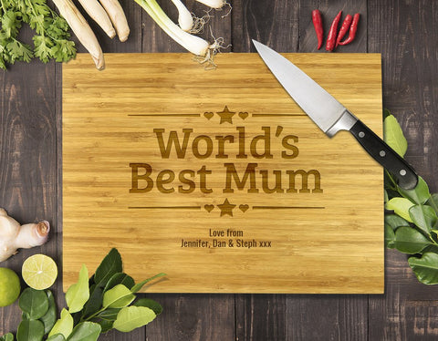 World's Best Mum Bamboo Cutting Board 8x11"