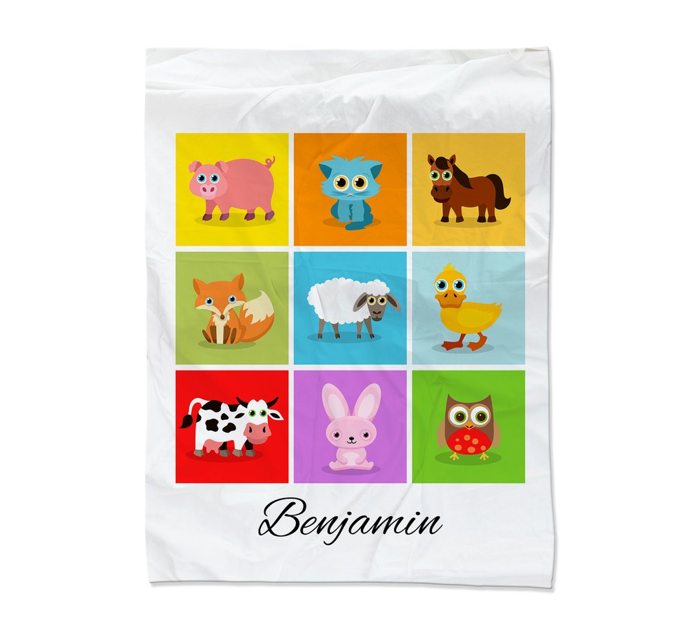 Farm Animal Collage Blanket - Medium  (45x60")