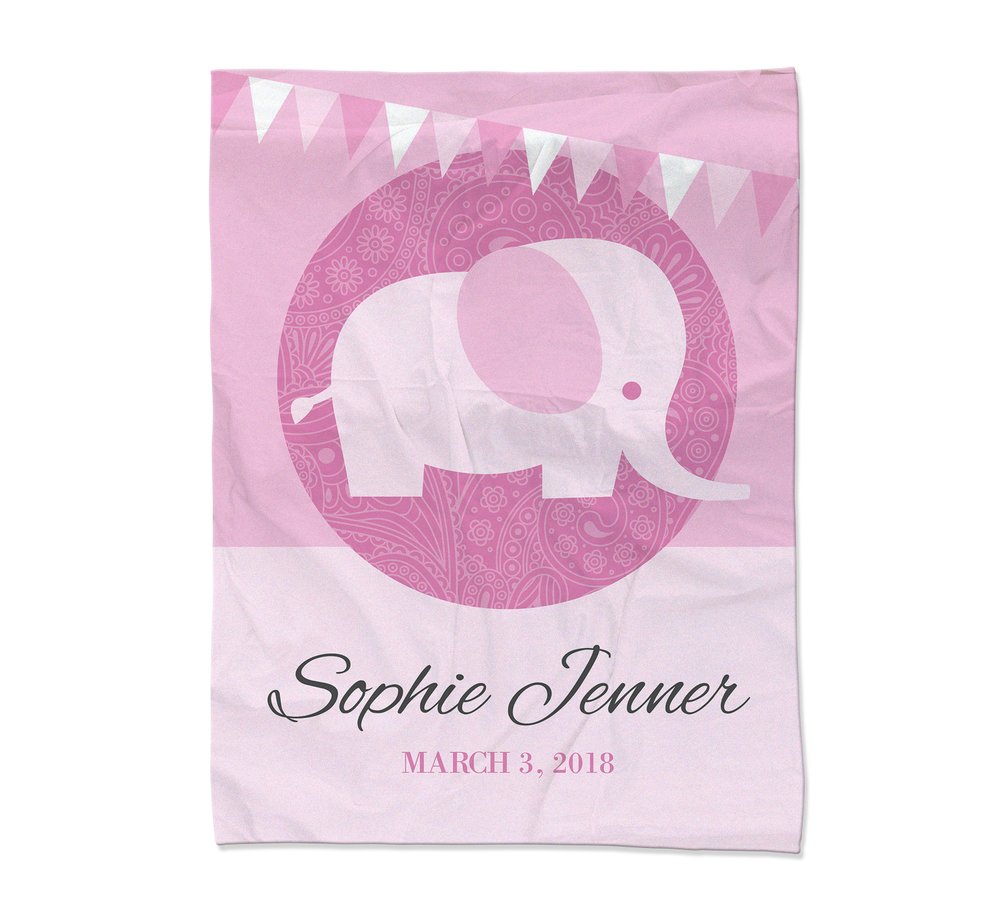 Pink Elephant Blanket - Medium  (45x60")