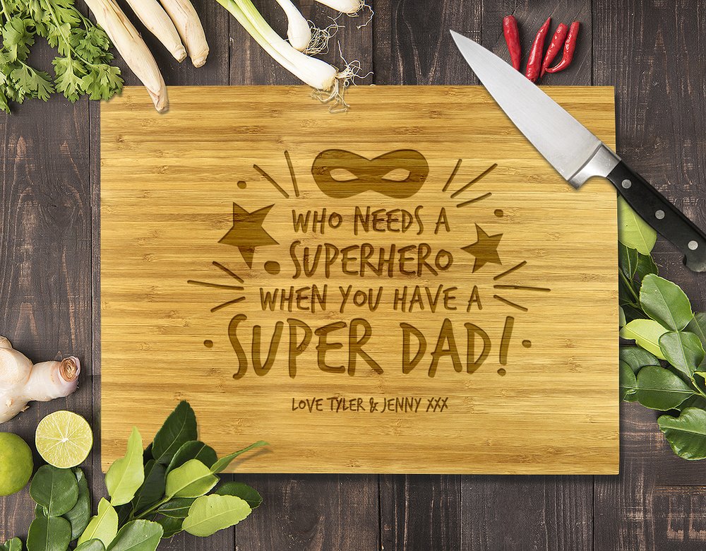 Super Dad Bamboo Cutting Board 8x11