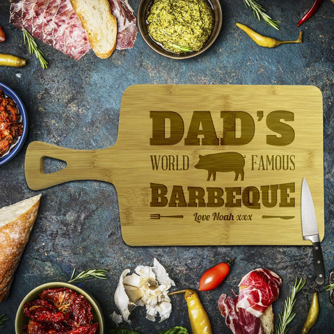 Dad's Famous Barbeque Rectangle Bamboo Serving Board