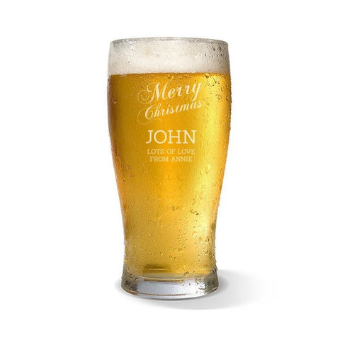 Merry Christmas Standard 285ml Beer Glass