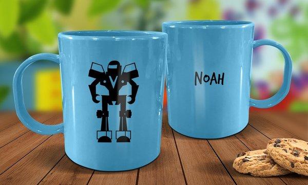 Robot Plastic Mug - Blue