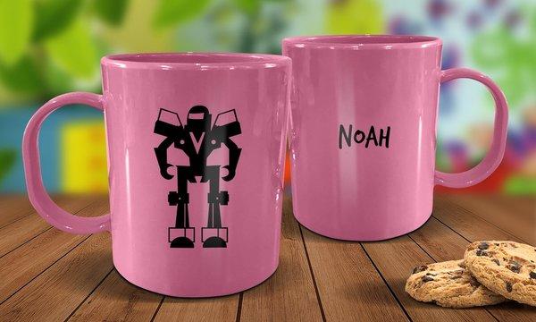 Robot Plastic Mug - Pink