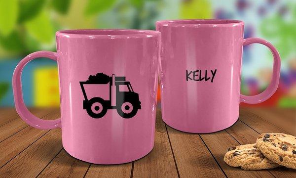 Truck Plastic Mug - Pink