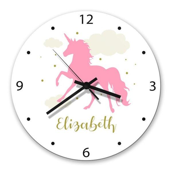 Pink Unicorn Glass Clock