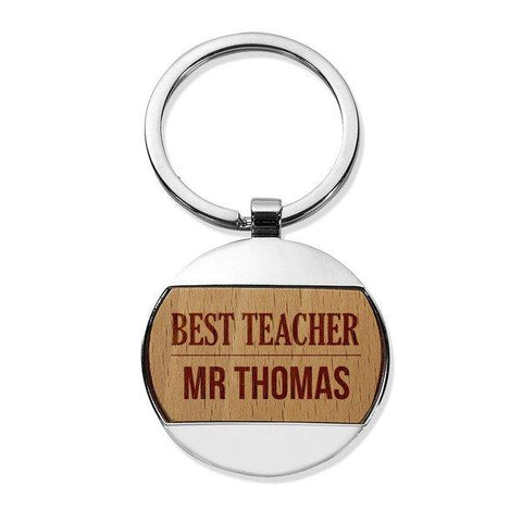Best Teacher Round Metal Keyring