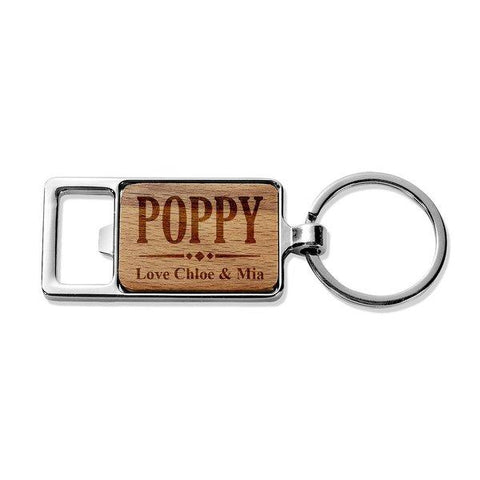 Poppy Rectangle Metal Keyring