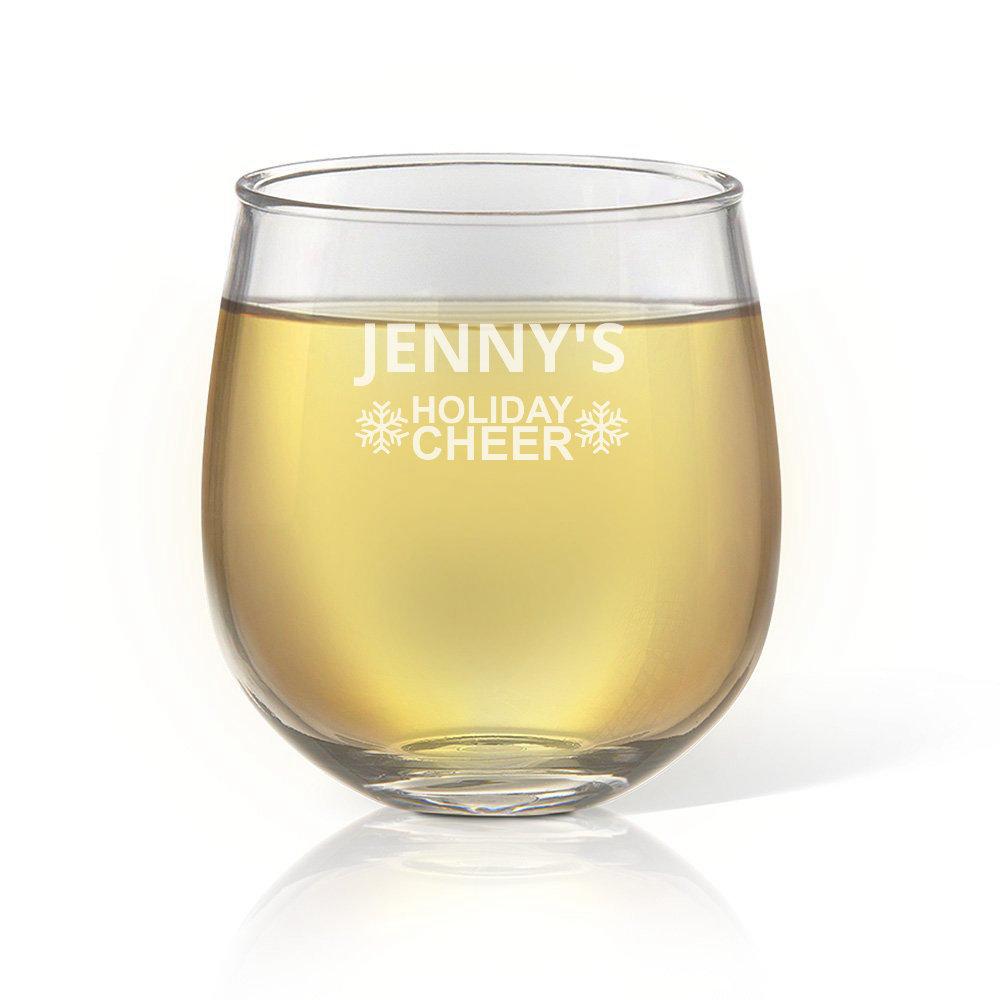 Holiday Cheer Stemless Wine Glass