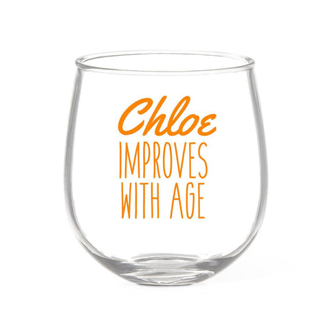 Improves with Age Stemless Wine Glass