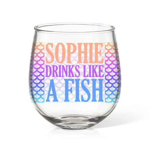 Fish Stemless Wine Glass