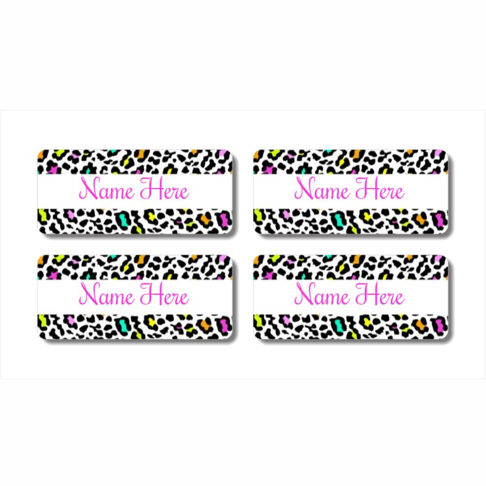 Leopard Print Rectangle Name Labels 32pk