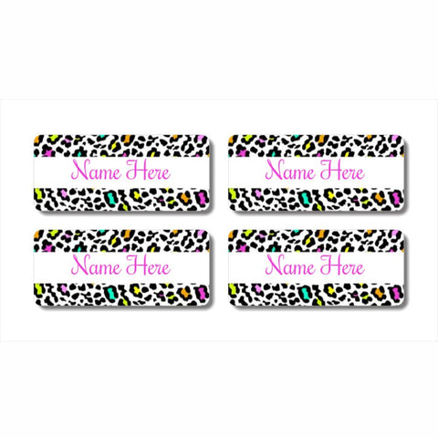 Leopard Print Rectangle Name Labels 32pk