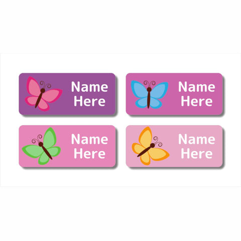 Butterfly Rectangle Name Labels 32pk
