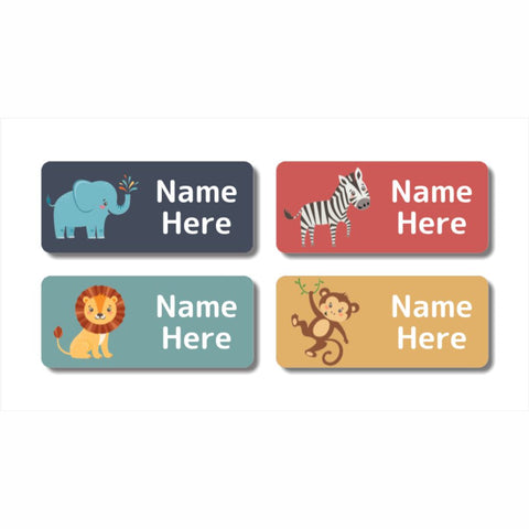 Zoo Animals Rectangle Name Labels 32pk