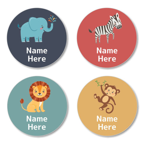 Zoo Animals Round Name Labels 30pk