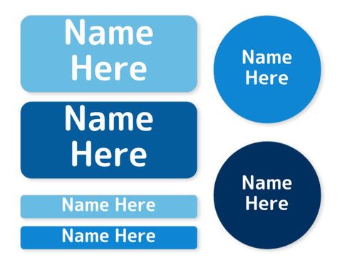 Multi Colour - Blues Mixed Name Label Pack