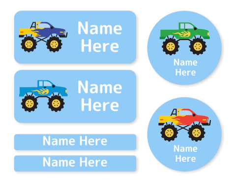 Monster Truck Mixed Name Label Pack