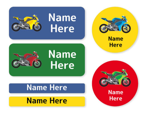 Motorbike Mixed Name Label Pack