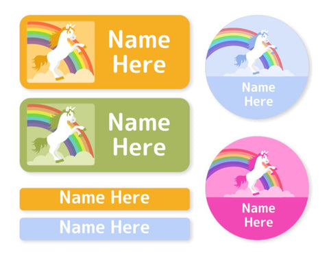 Rainbow Unicorn Mixed Name Label Pack