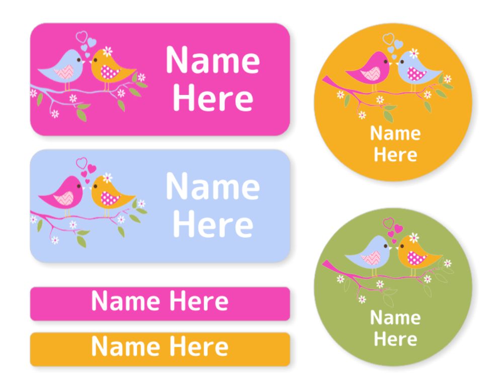 Two Birds Mixed Name Label Pack