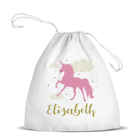 Pink Unicorn Premium Drawstring Bag