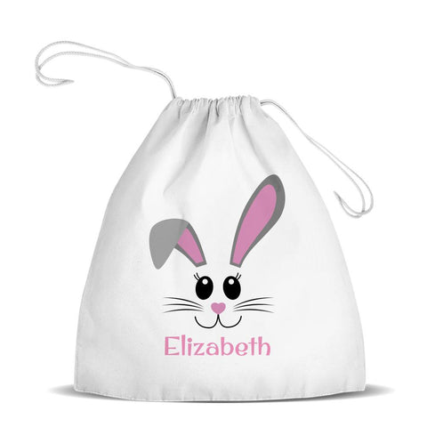 Pink Bunny Face Premium Drawstring Bag