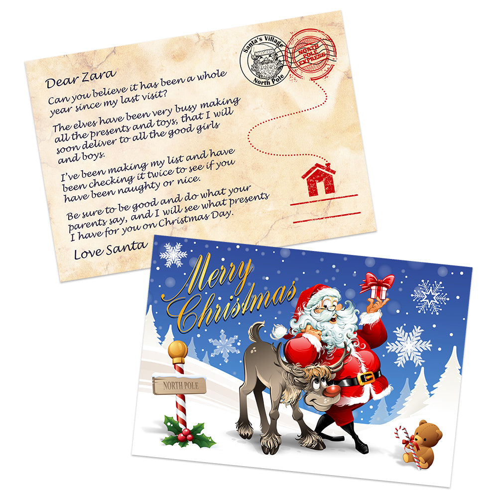 Santa with Reindeer Santa Postcard