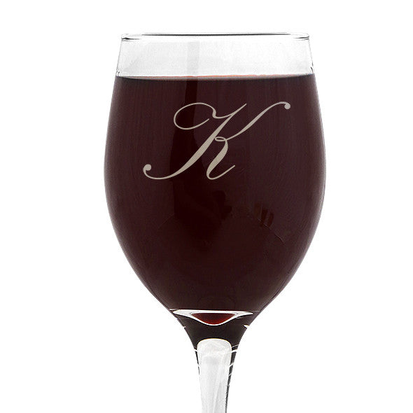 Single Initial Design Wine 410ml Glass